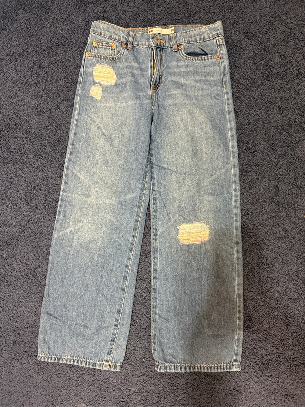 Levi's Light Blue Distressed Straight Jeans for Kids